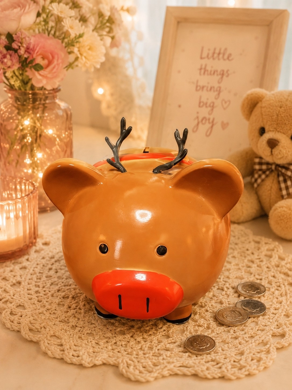 Ceramic Christmas Reindeer Piggy Bank Target 2011 Santa Claus Elf Gift Decor